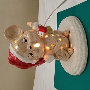 VINTAGE Festive Mouse Candle Holder. Rare Lamp.